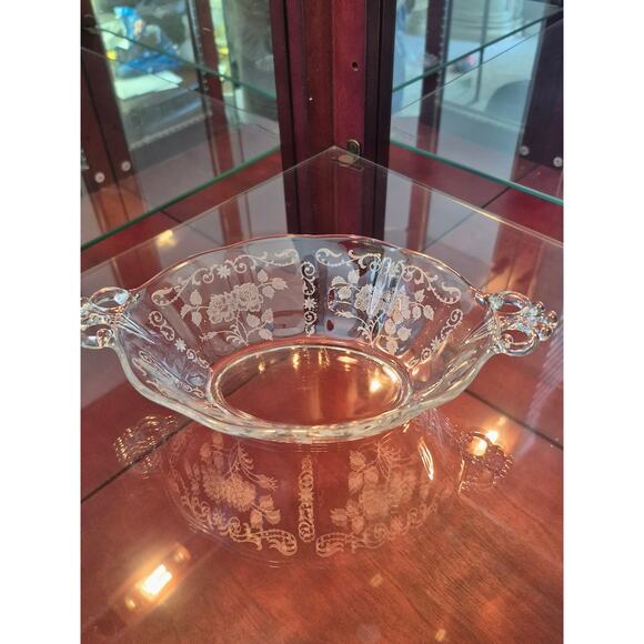 Rare Fostoria Midnight Rose Etched Depression Glass Dish 1933–1957 Vintage - Picture 4 of 8